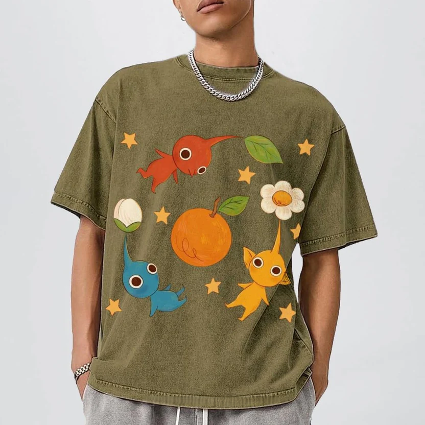 Cute Characters Unisex Vintage Washed Tee