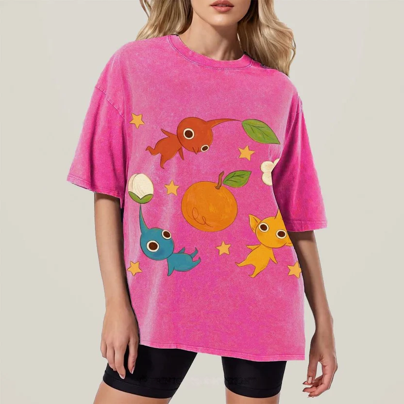 Cute Characters Unisex Vintage Washed Tee