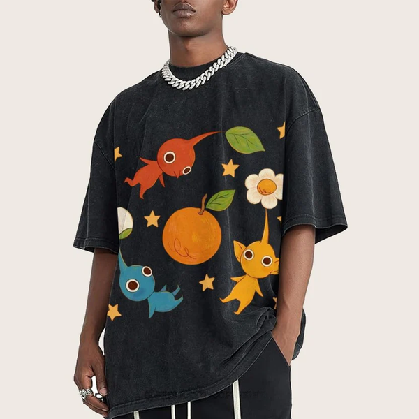 Cute Characters Unisex Vintage Washed Tee