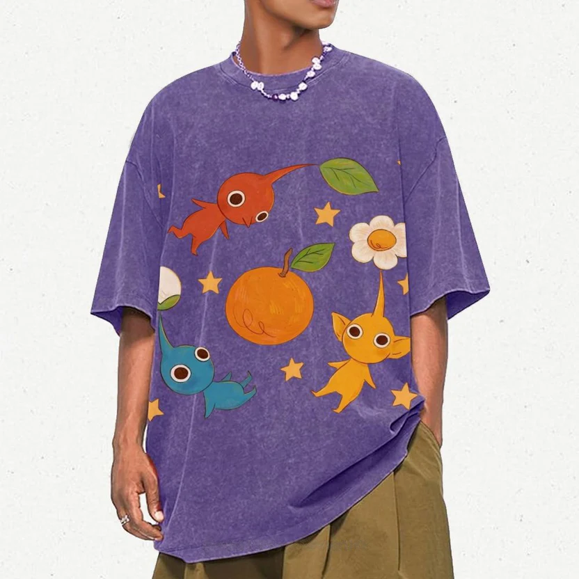 Cute Characters Unisex Vintage Washed Tee