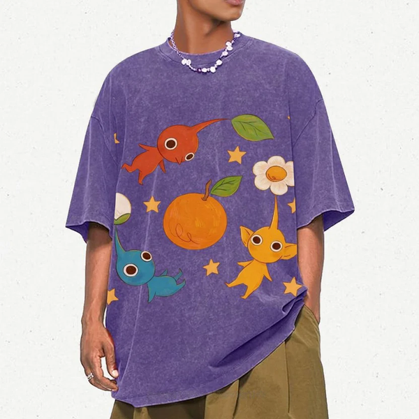 Cute Characters Unisex Vintage Washed Tee