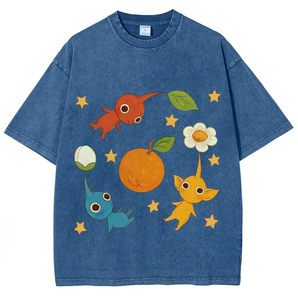 Cute Characters Unisex Vintage Washed Tee