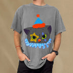 Clown Cat Unisex Vintage Washed Tee
