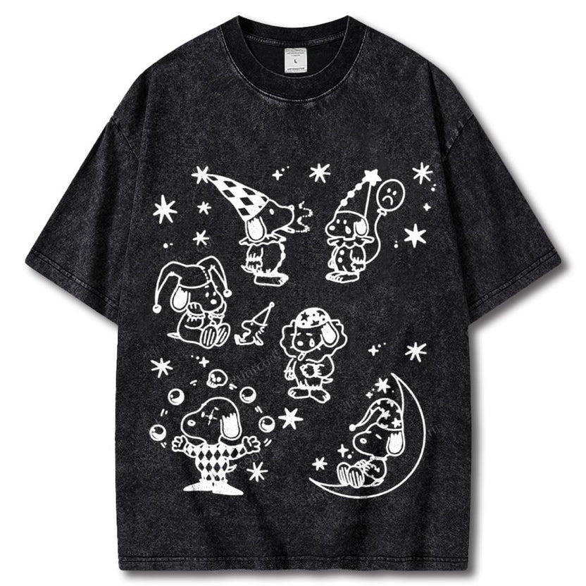 Snoopy Clown Party Unisex Vintage Washed Tee