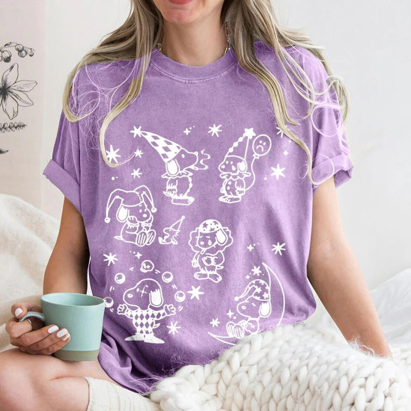 Snoopy Clown Party Unisex Vintage Washed Tee