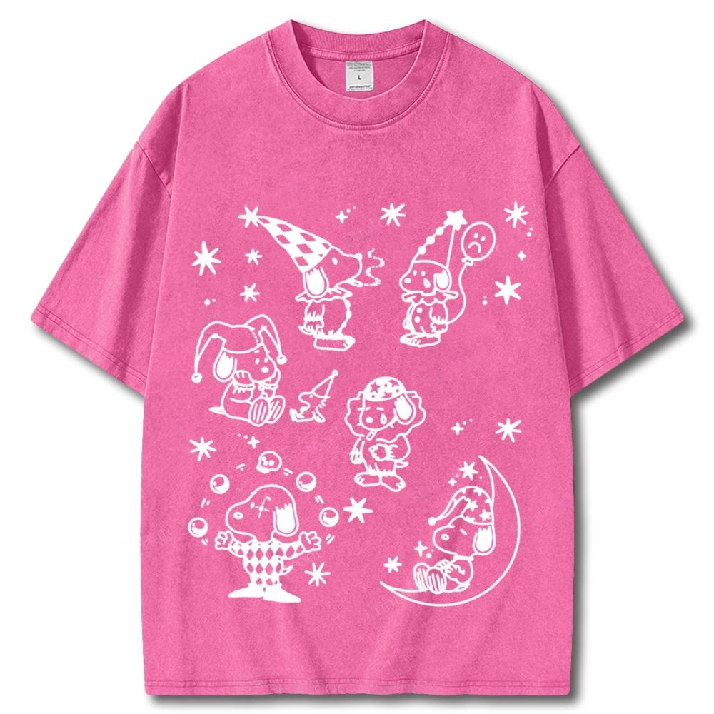 Snoopy Clown Party Unisex Vintage Washed Tee
