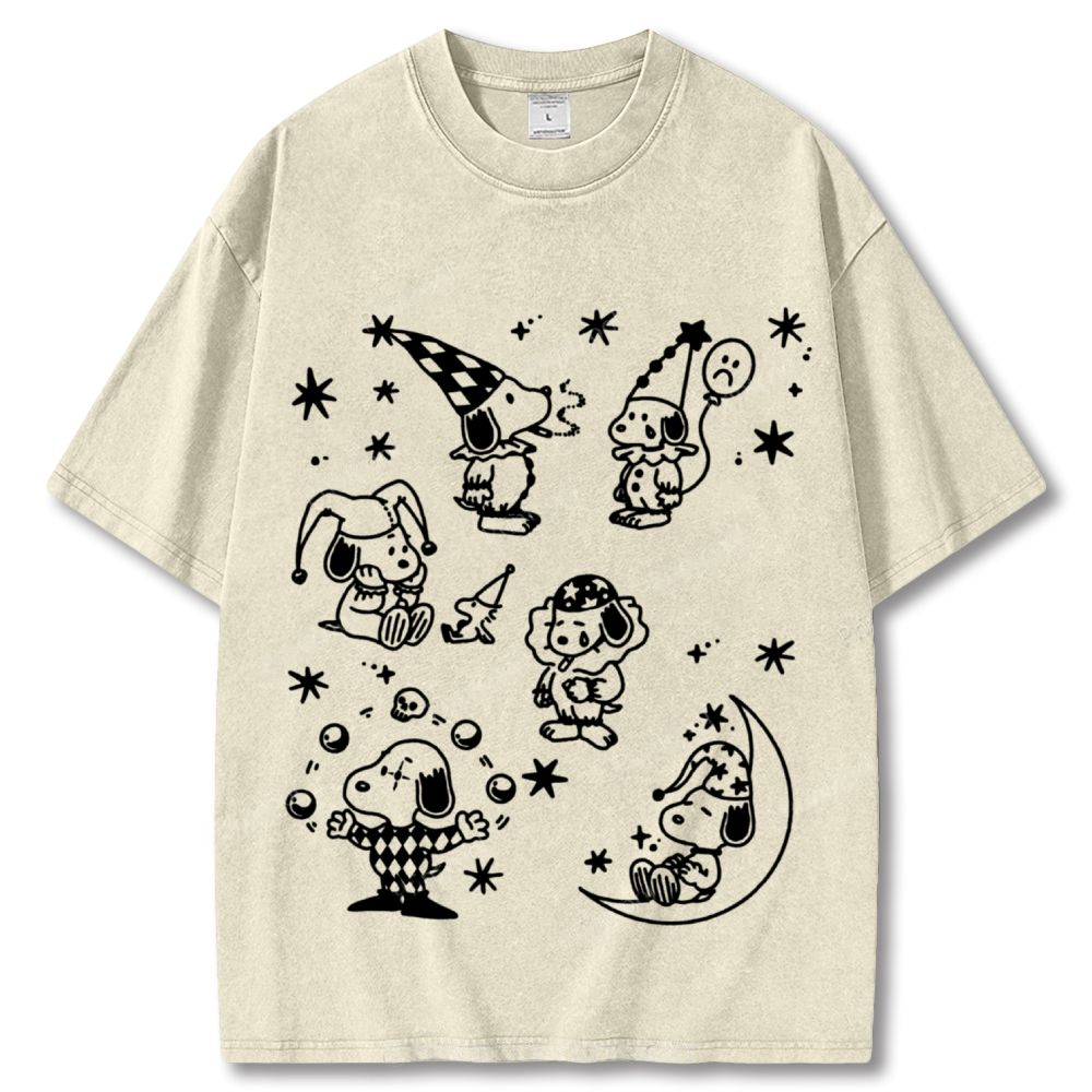 Snoopy Clown Party Unisex Vintage Washed Tee