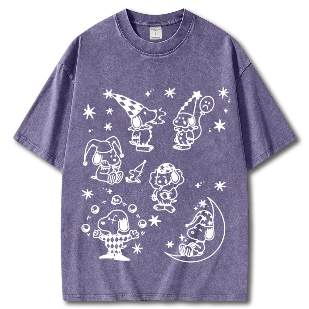 Snoopy Clown Party Unisex Vintage Washed Tee