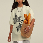 Trendy Geometric Star Print Unisex Vintage Washed Tee