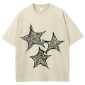 Trendy Geometric Star Print Unisex Vintage Washed Tee