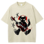 Black Cat Wearing Red Headphones Unisex Vintage Washed Tee