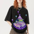 Purple Flowers Unisex Vintage Washed Tee