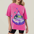 Purple Clown Frog Unisex Vintage Washed Tee