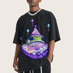 Purple Clown Frog Unisex Vintage Washed Tee