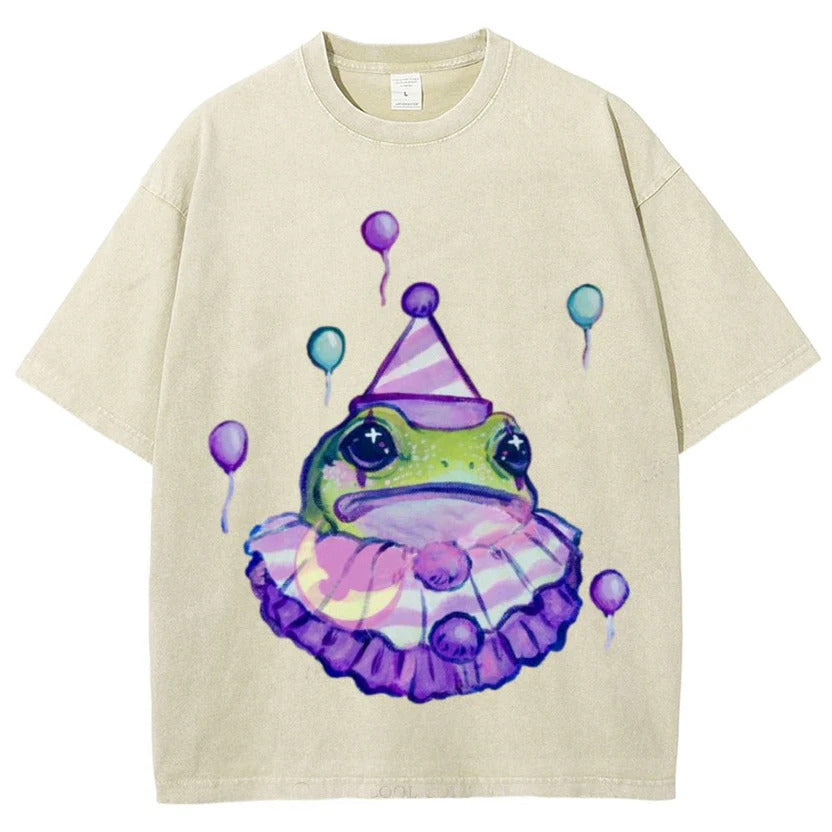 Purple Flowers Unisex Vintage Washed Tee