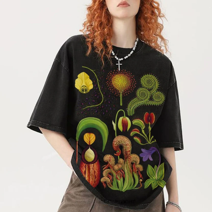 Various Carnivorous Plants Unisex Vintage Washed Tee