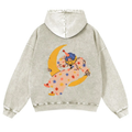 Clown on the Moon Unisex Washed Cotton Zip Up Hoodie
