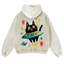 UFO Black Cat Casual Washed Hoodie