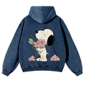 Snoopy Lily Bouquet Casual Washed Hoodie