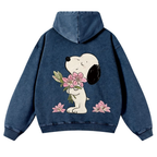 Snoopy Lily Bouquet Casual Washed Hoodie