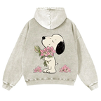 Snoopy Lily Bouquet Casual Washed Hoodie