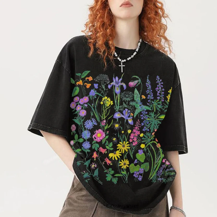Plant Illustrations Unisex Vintage Washed Tee