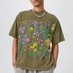 Plant Illustrations Unisex Vintage Washed Tee