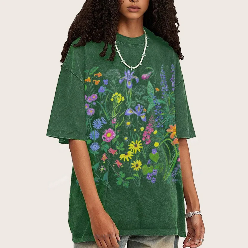 Plant Illustrations Unisex Vintage Washed Tee