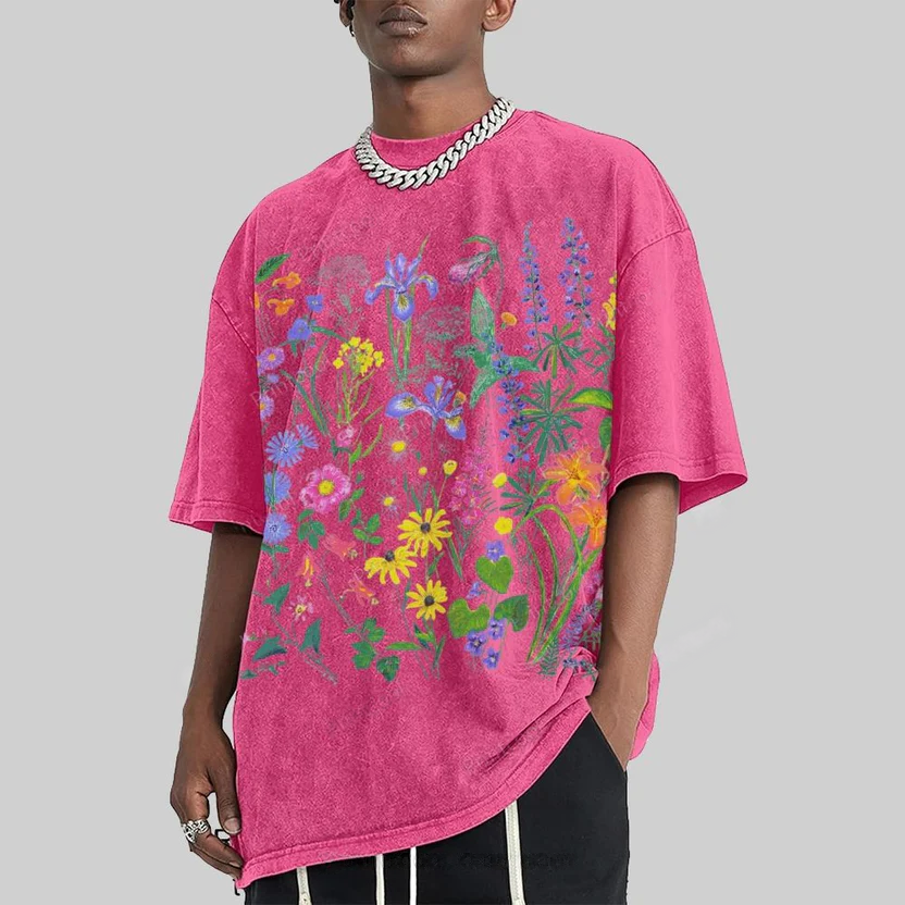 Plant Illustrations Unisex Vintage Washed Tee