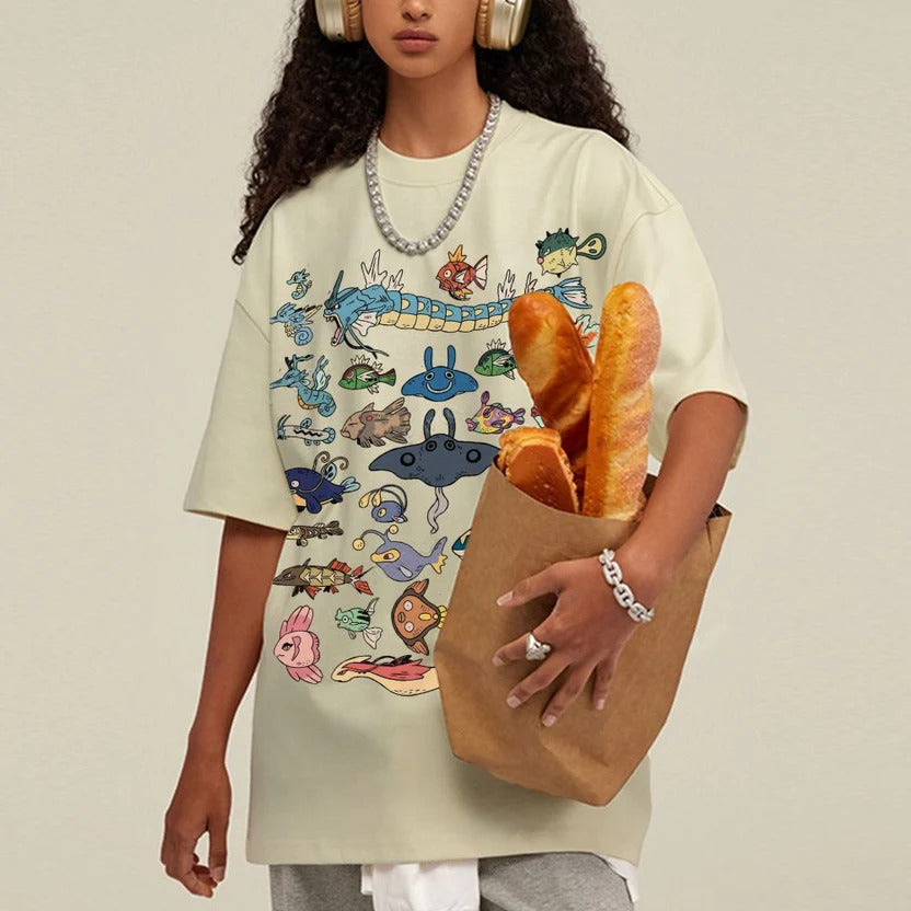 Kanto Aquatic Assortment Unisex Vintage Washed Tee