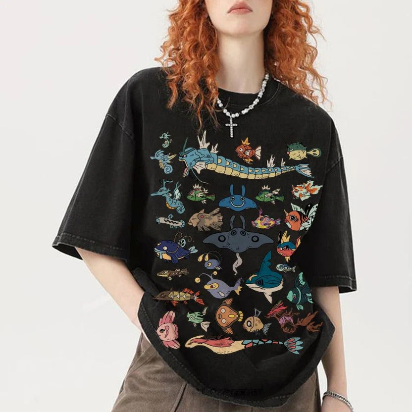 Kanto Aquatic Assortment Unisex Vintage Washed Tee