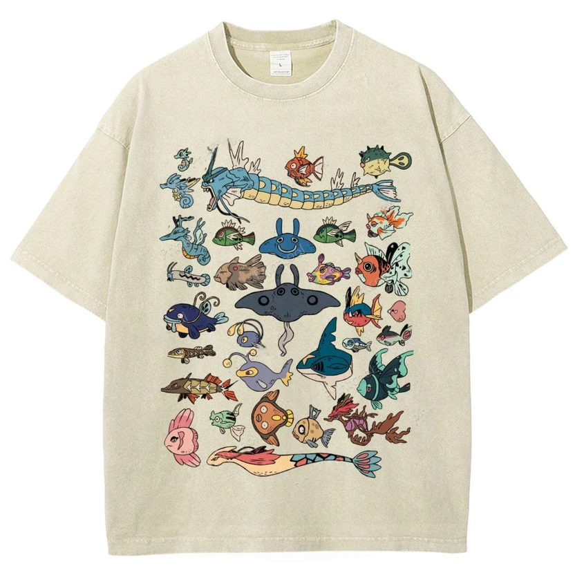 Kanto Aquatic Assortment Unisex Vintage Washed Tee