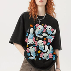 Playful Axolotl Puddle Unisex Vintage Washed Tee