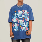 Playful Axolotl Puddle Unisex Vintage Washed Tee