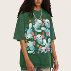Playful Axolotl Puddle Unisex Vintage Washed Tee