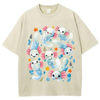 Playful Axolotl Puddle Unisex Vintage Washed Tee