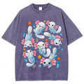 Playful Axolotl Puddle Unisex Vintage Washed Tee