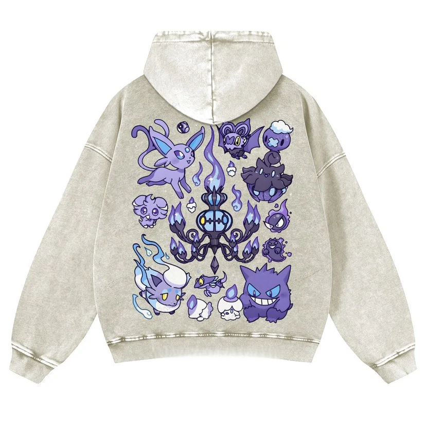 Ghost Type Pokémon Casual Washed Hoodie