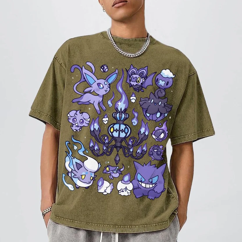 Ghost Type Pokémon Unisex Vintage Washed Tee