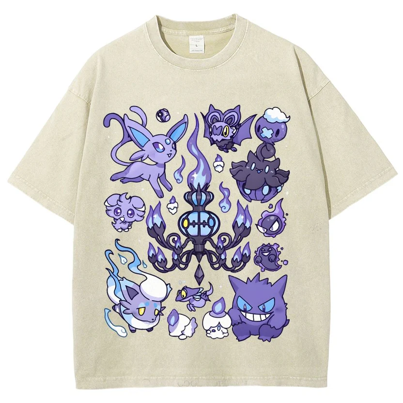 Ghost Type Pokémon Unisex Vintage Washed Tee