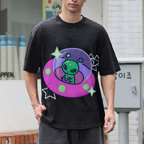 Aliens Piloting Spaceships Unisex Vintage Washed Tee