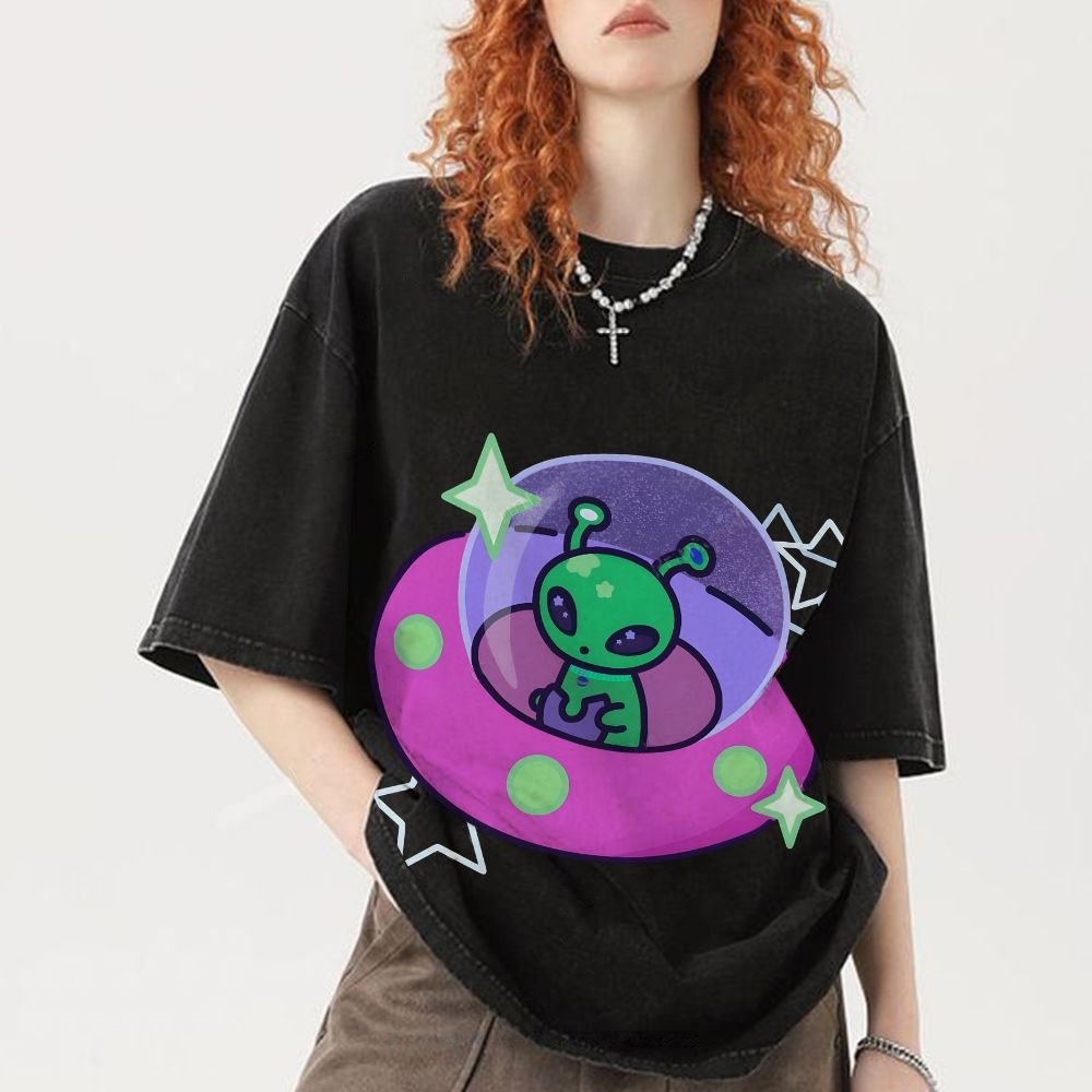 Aliens Piloting Spaceships Unisex Vintage Washed Tee