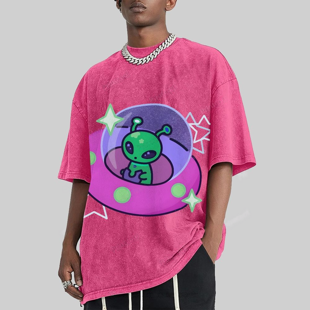 Aliens Piloting Spaceships Unisex Vintage Washed Tee