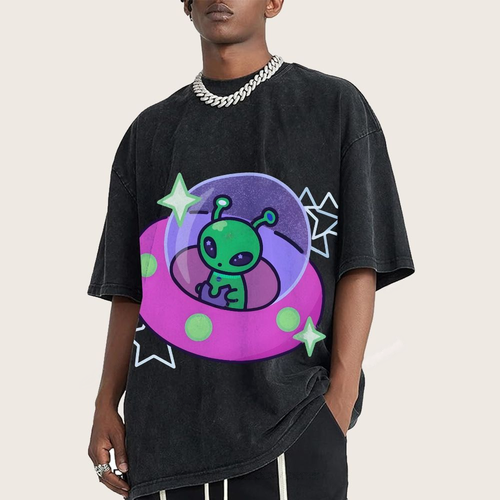 Aliens Piloting Spaceships Unisex Vintage Washed Tee