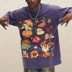 Autumn-Themed Pok¡§|mon Unisex Vintage Washed Tee