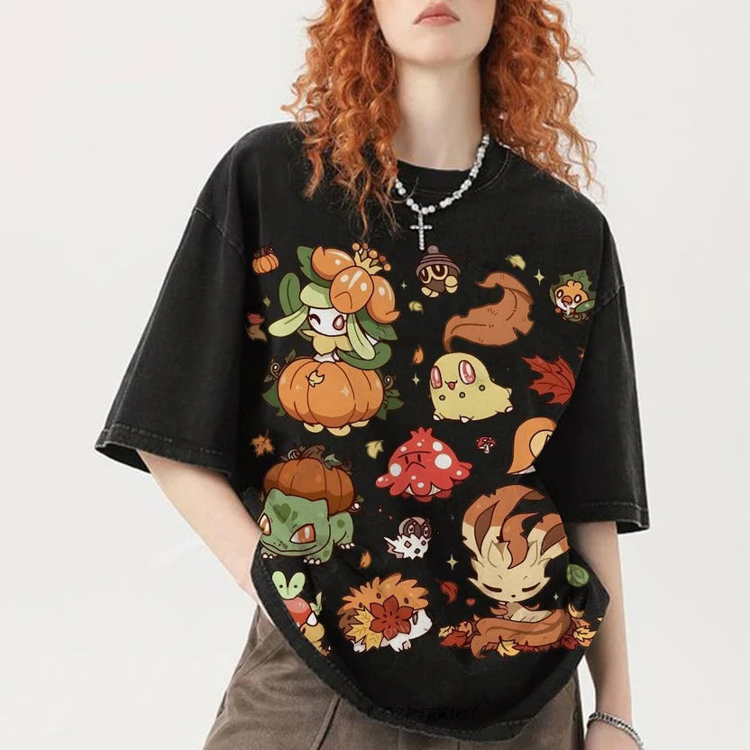 Autumn-Themed Pokémon Unisex Vintage Washed Tee