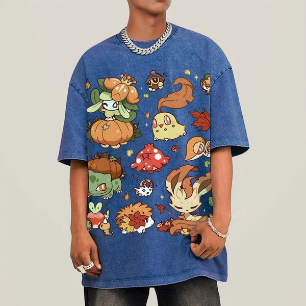 Autumn-Themed Pokémon Unisex Vintage Washed Tee