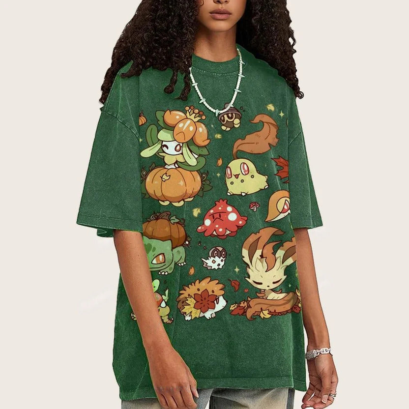 Autumn-Themed Pokémon Unisex Vintage Washed Tee