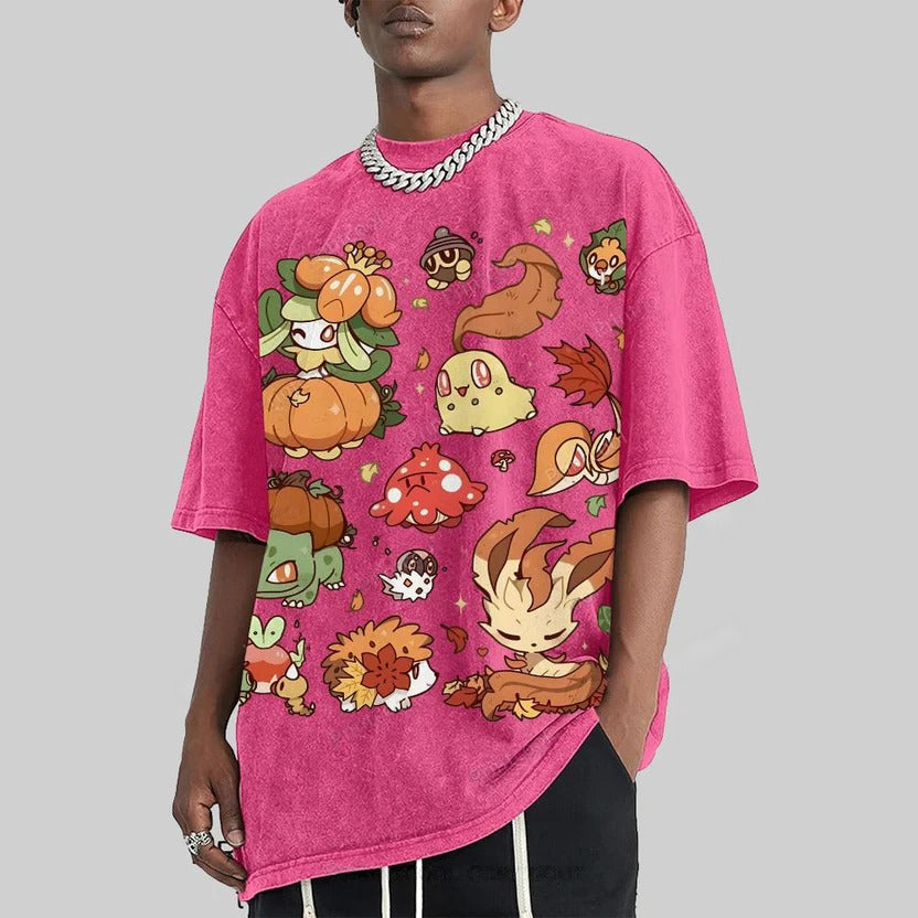Autumn-Themed Pokémon Unisex Vintage Washed Tee