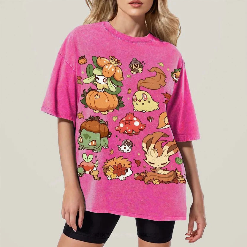 Autumn-Themed Pokémon Unisex Vintage Washed Tee